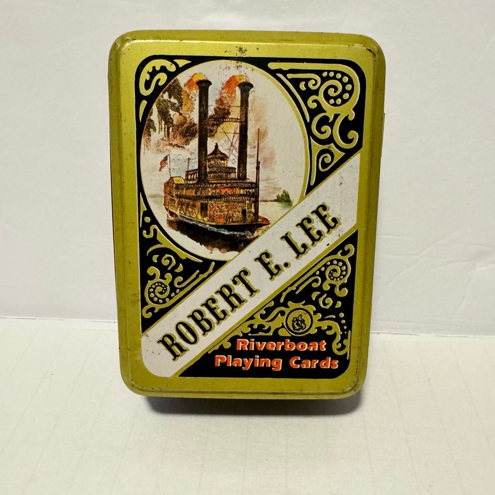 Robert E. Lee 1980 Albert E Price Playing Card Set In Tin Box -Riverboat Themed